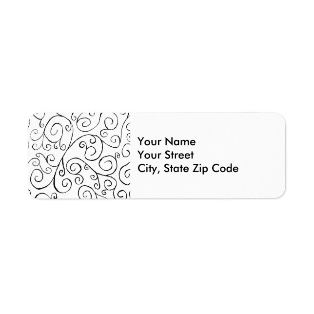 Hand-Painted Black Curves on White address label (Front)