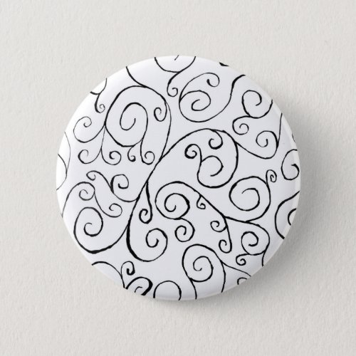 Hand_Painted Black Curvy Pattern on White Button