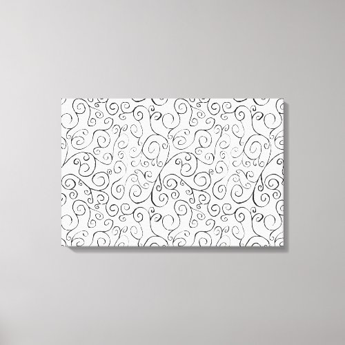 Hand_Painted Black Curvy Pattern on White Canvas Print