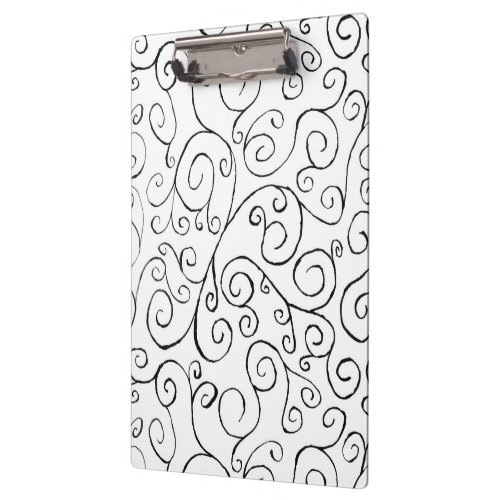 Hand_Painted Black Curvy Pattern on White Clipboard