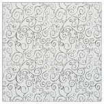 Hand-Painted Black Curvy Pattern on White Fabric