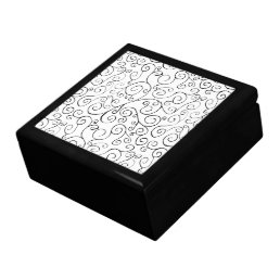 Hand-Painted Black Curvy Pattern on White Gift Box