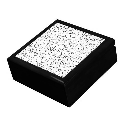 Hand_Painted Black Curvy Pattern on White Gift Box