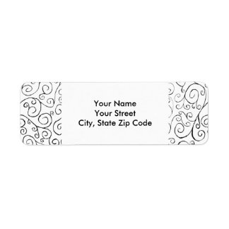 Hand-Painted Black Curvy Pattern on White label