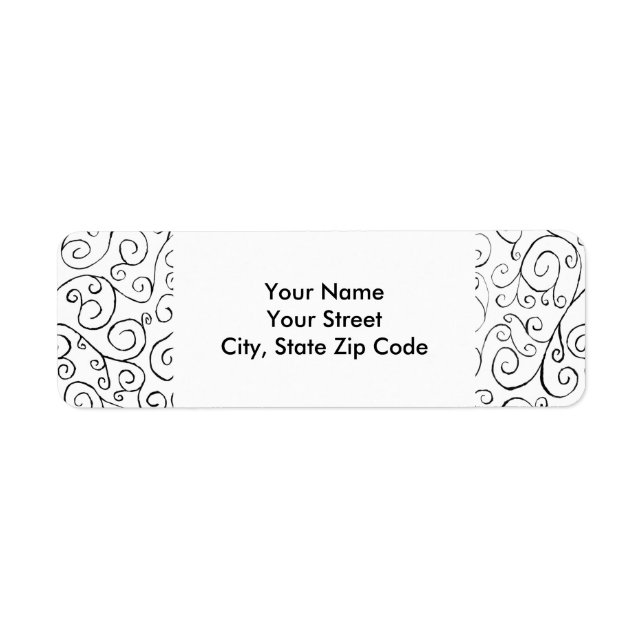 Hand-Painted Black Curvy Pattern on White label (Front)