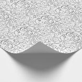 Hand Painted Black Curvy Pattern on White Wrapping Paper (Corner)