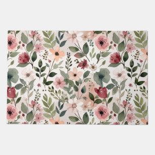Hand-Painted Blossoms in Modern Watercolor Eleganc Doormat