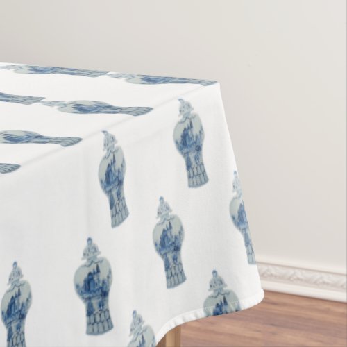 Hand Painted Blue and White Ginger Jar Tablecloth