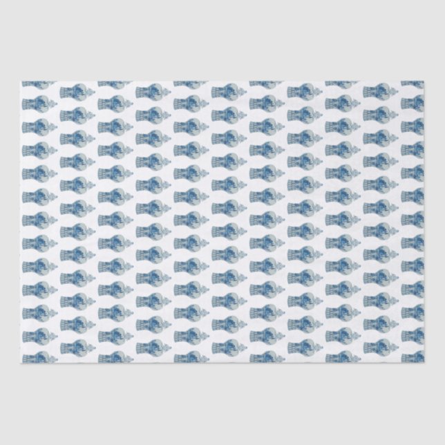 Hand Painted Blue and White Ginger Jar Tissue Paper (Front)