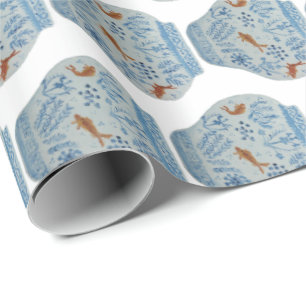 Hand Painted Blue and White Ginger Jar Wrapping Paper