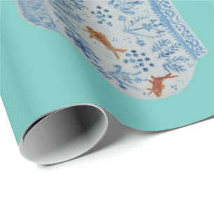 Hand Painted Blue and White Ginger Jar Wrapping Paper