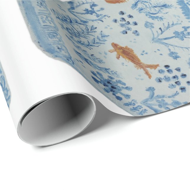 Hand Painted Blue and White Ginger Jar Wrapping Paper (Roll Corner)