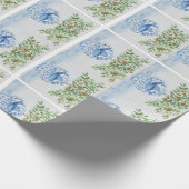Hand Painted Blue and White Ginger Jar Wrapping Paper (Corner)