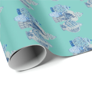 Hand Painted Blue and White Ginger Jars Wrapping Paper