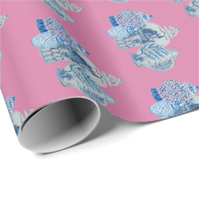 Hand Painted Blue and White Ginger Jars Wrapping Paper (Roll Corner)