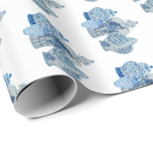 Hand Painted Blue and White Ginger Jars Wrapping Paper