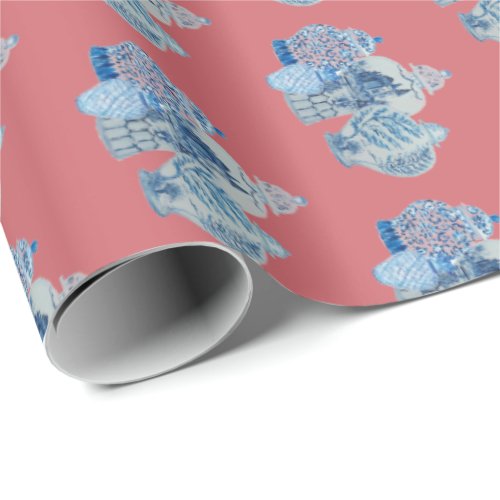 Hand Painted Blue and White Ginger Jars Wrapping Paper