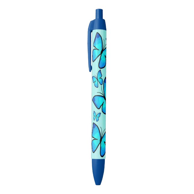 Hand-Painted Blue Butterly Pattern Pen (Top (Vertical))