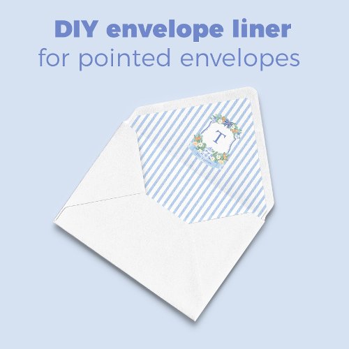Hand Painted Blue Crest Pointed Envelope Liner Notepad