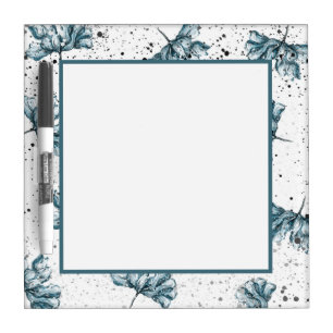 Hand painted blue Floral design Dry Erase Board