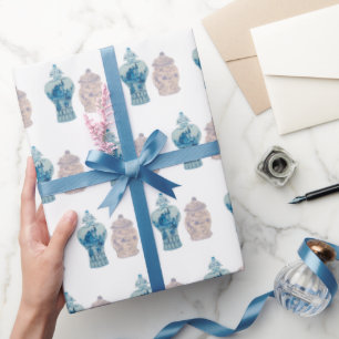 Hand Painted Blue Ginger Jar Wrapping Paper