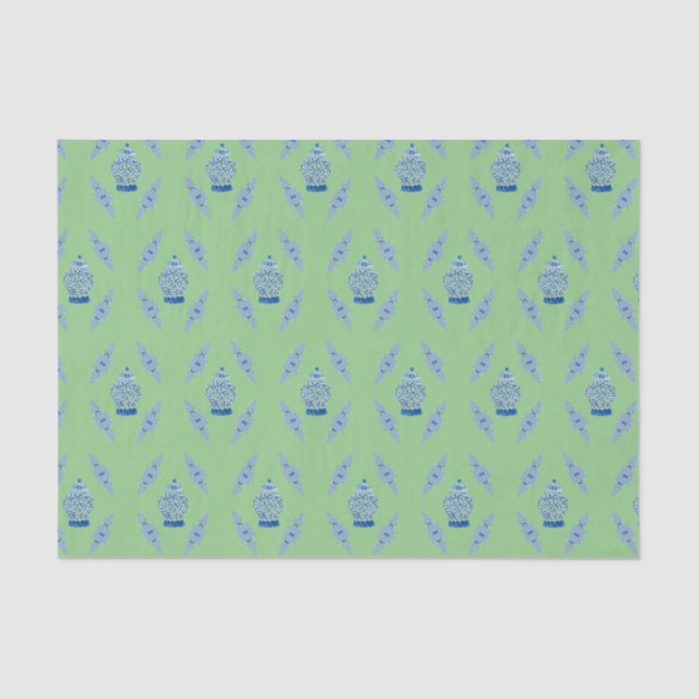 Hand Painted Blue Ginger Jar Wrapping Paper (Front)