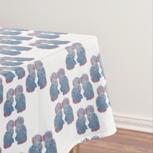 Hand Painted Blue Pink Stafford Dogs Tablecloth