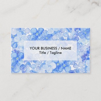 Hand Painted Blue Purple Watercolor Pastel Flowers Business Card by pink_water at Zazzle