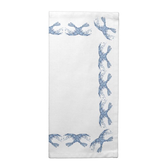 Hand Painted Blue Shrimp Shrimps CC   Cloth Napkin (Half Fold)