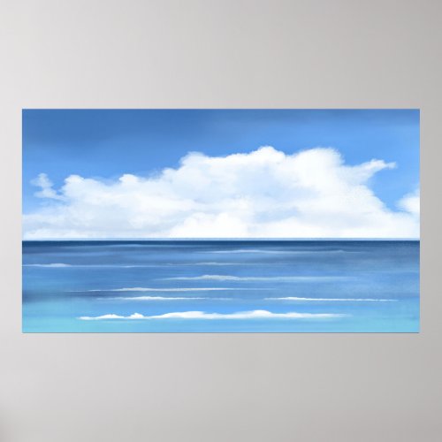 Hand Painted Blue Sky Ocean Poster