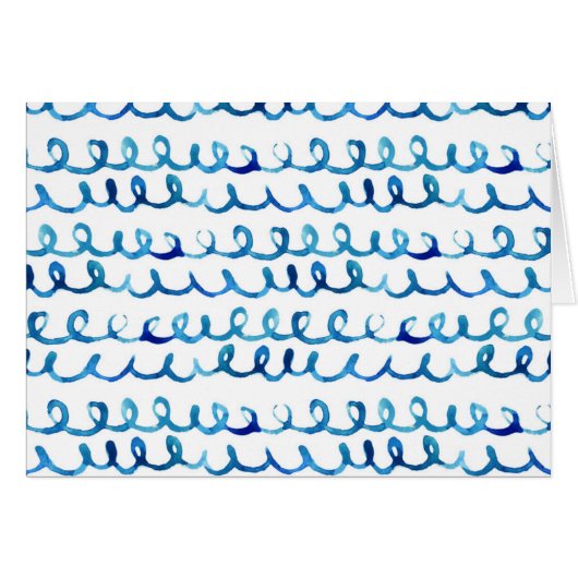 Hand Painted Blue Watercolor Wavy Pattern Cards (Front Horizontal)