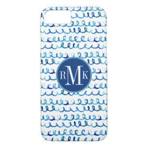 Hand Painted Blue Watercolor Wavy Pattern iPhone 8/7 Case