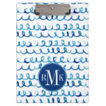 Hand Painted Blue Watercolor Wavy Pattern Clipboard