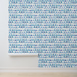 Hand Painted Blue Watercolor Wavy Pattern Wallpaper