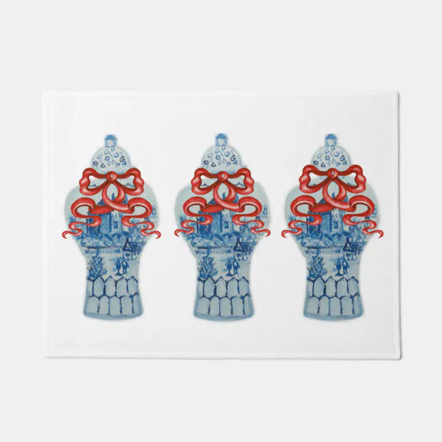 Hand Painted Blue White Ginger Jar Rug Doormat Zazzle
