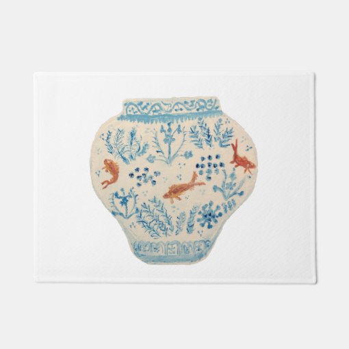 Hand Painted Blue White Ginger Jar Rug Doormat Zazzle