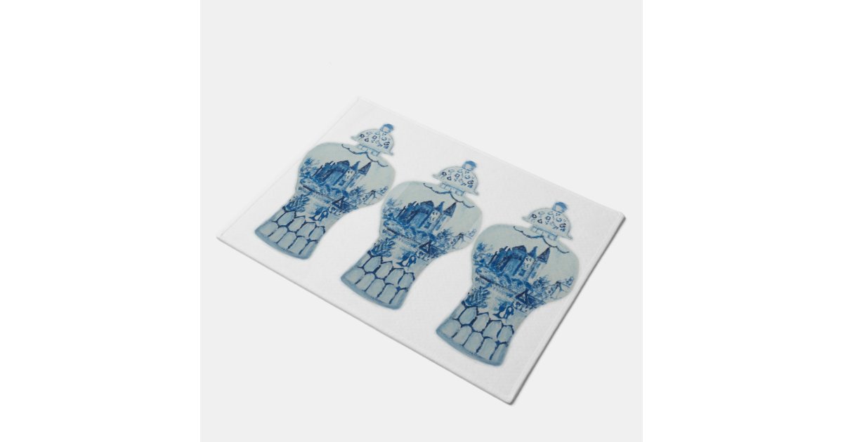 Hand Painted Blue White Ginger Jar Rug Doormat Zazzle