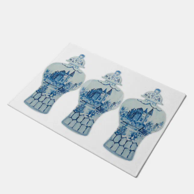 Hand Painted Blue White Ginger Jar Rug Doormat Zazzle