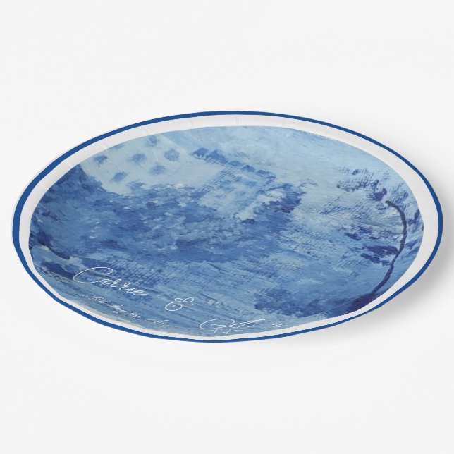 Hand Painted Blue Willow Ginger Jars Toile Paper Plates (Angled)