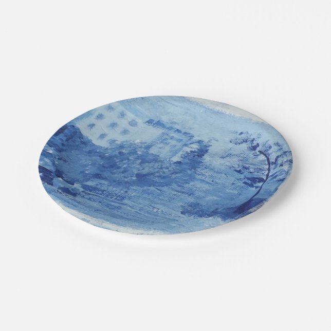Hand Painted Blue Willow Ginger Jars Toile  Paper Plates (Angled)