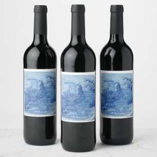 Hand Painted Blue Willow Ginger Jars Toile Wine La Label