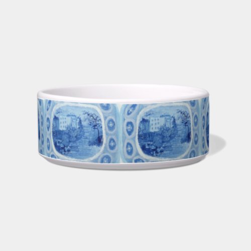 Hand Painted Blue Willow Toile  Dog Bowl