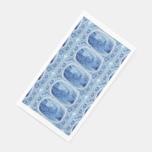 Hand Painted Blue Willow Toile Paper  Paper Guest  Paper Guest Towels (Corner)
