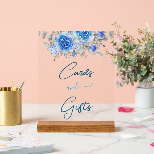 Hand-Painted Boho Floral Bridal Shower Acrylic Sign (Wedding)