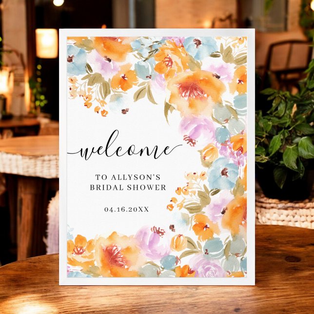 Hand-Painted Boho Floral Watercolor Bridal Shower Poster (Hand-Painted Boho Floral Watercolor Bridal Shower Poster)