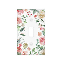 Hand Painted Botanical Roses and Foliage Light Switch Cover