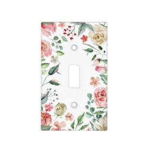 Hand Painted Botanical Roses and Foliage Light Switch Cover