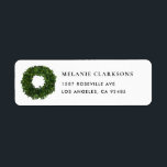 Hand Painted Boxwood Wreath Christmas Label<br><div class="desc">This customizable holiday address label adds a festive accent to your envelopes. It features a hand-painted boxwood wreath with simple typography. Personalize by adding your details. This Christmas address label is perfect for your holiday cards and invitations. Matching items are available.</div>