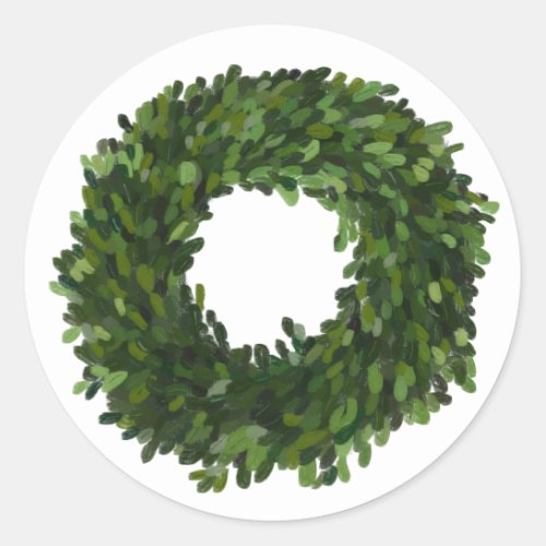 Hand Painted Boxwood Wreath Holiday Sticker