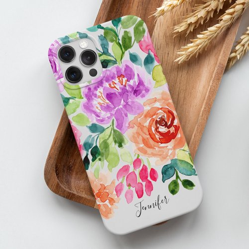 Hand Painted Bright Watercolor Floral iPhone 15 Pro Max Case
